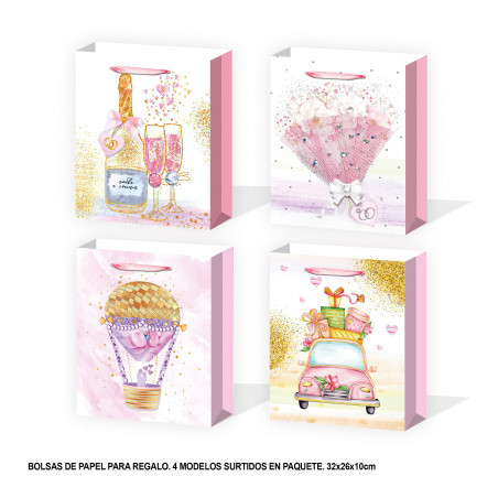 Bolsa de casamento aquarela purpurina 320x260x100mm 4ms