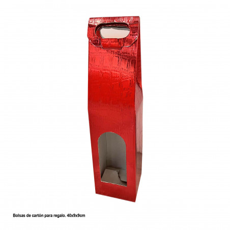 Bolsa de vinho com janela vermelha 90x90x40mm