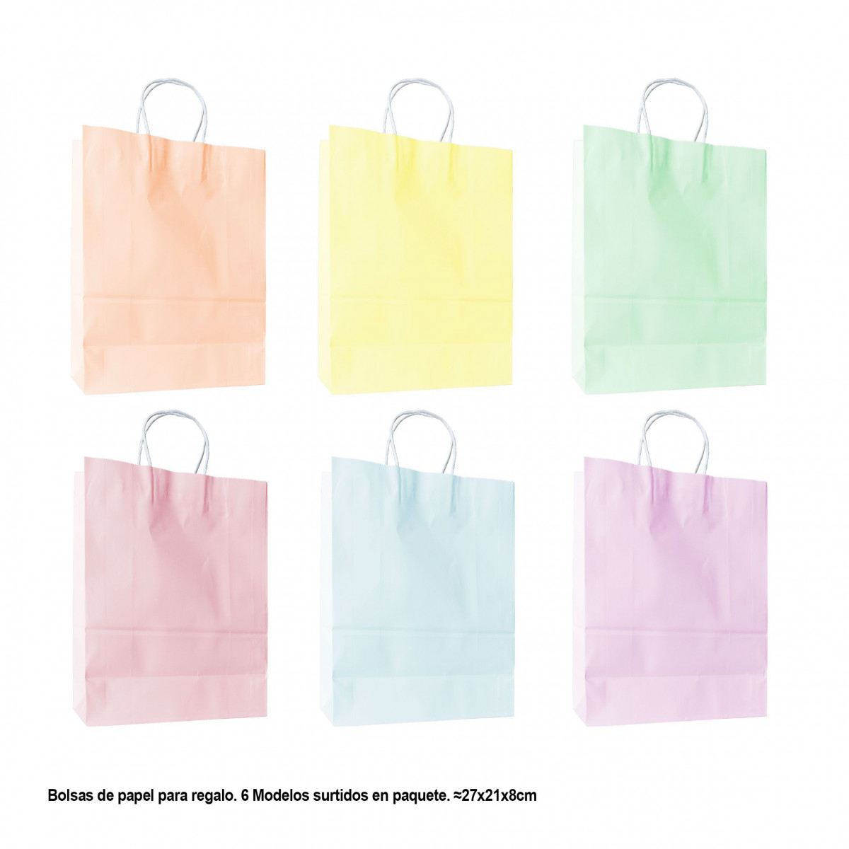 Bolsa cores pastel macaron 27x21x8cm 6ms med