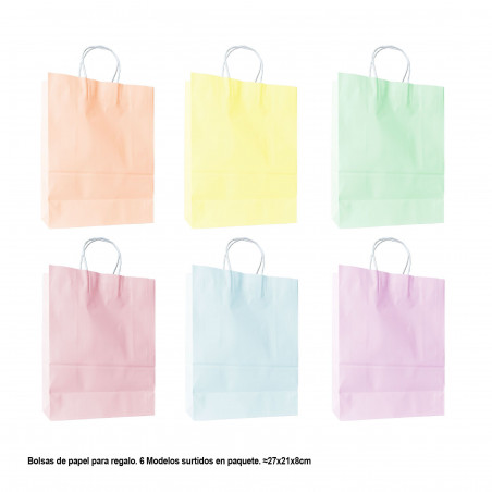 Bolsa cores pastel macaron 27x21x8cm 6ms med