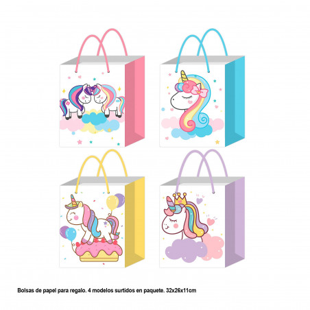 Bolsa unicórnios tons 32x26x11cm med 4ms