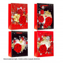 Saco presente valentim flores com ouro 40x30x12cm 4ms gr