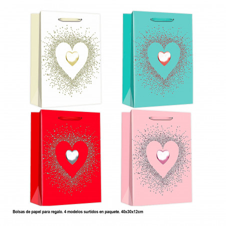 Saco presente valentim coração em coração 40x30x12cm 4ms gr