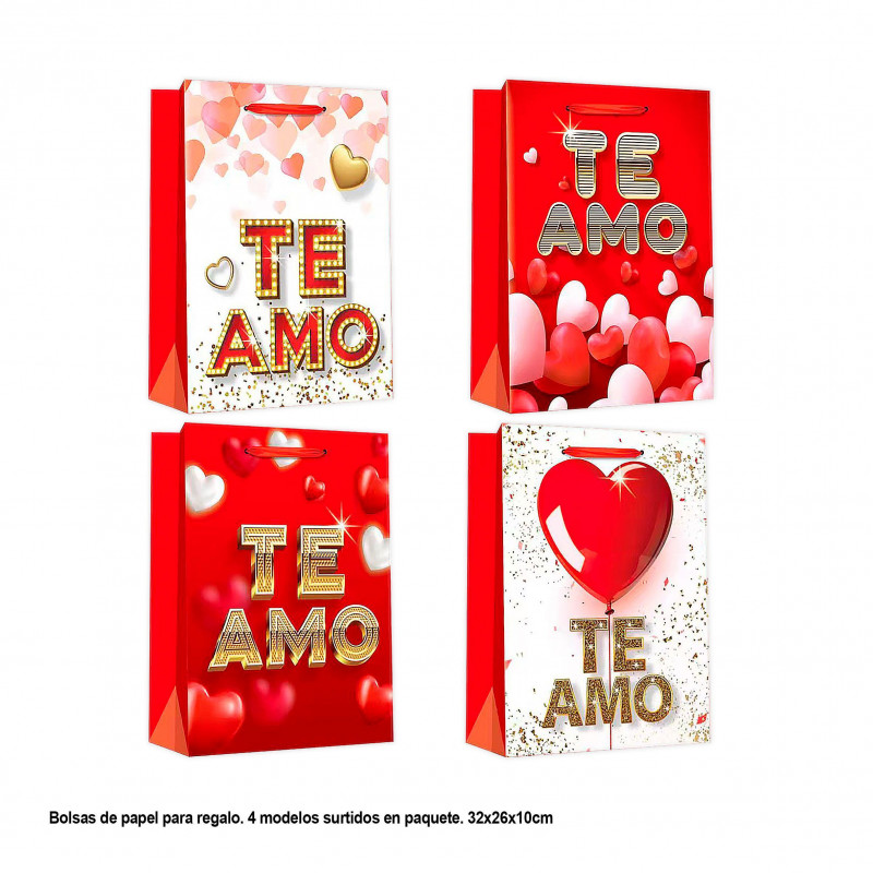 Bolsa São Valentim te amo corações 32x26x10cm 4ms med