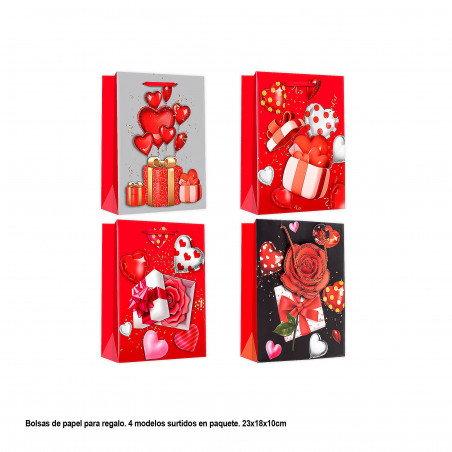 Bolsa de São Valentim com corações 23x18x10cm 4ms peq