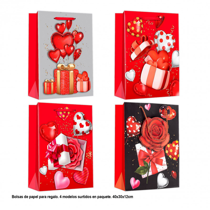 Bolsa de São Valentim com corações 40x30x12cm 4ms gr