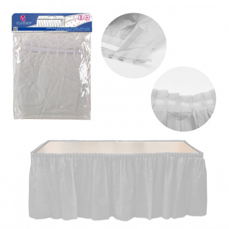 Saia plissada branca para mesa