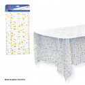 Toalha de mesa branca com estrelas douradas 274x137cm