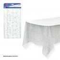 Toalha de mesa branca com estrelas prateadas 220x132cm