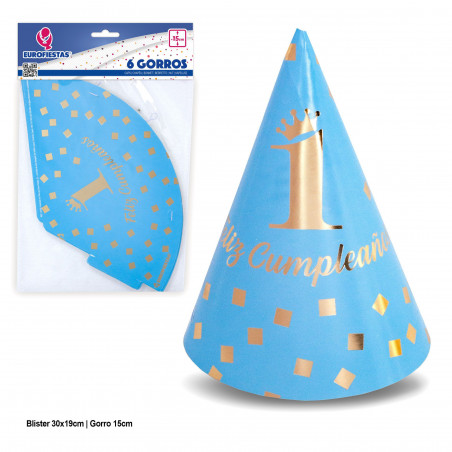 Gorros coleção feliz 1 aniversário azul