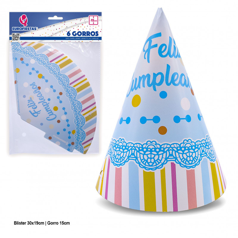 Chapéus coleção de bolinhas azuis feliz aniversário