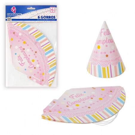 Chapéus coleção de bolinhas rosa feliz aniversário