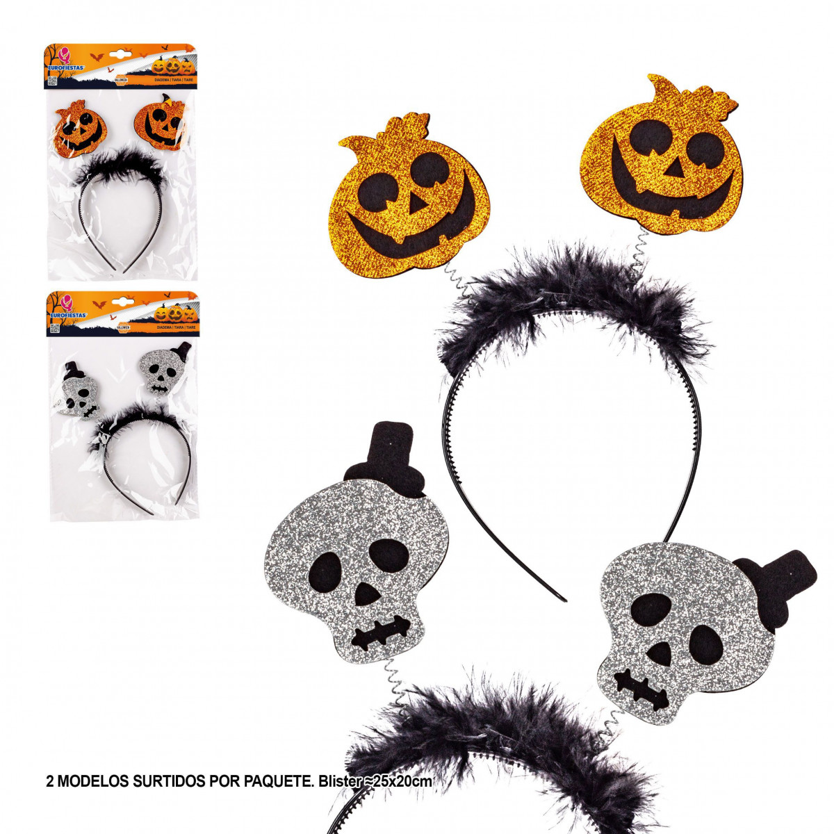 Tiara de Halloween caveiras 2m