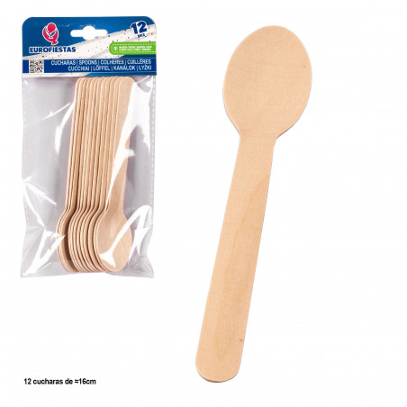 Colheres de madeira 16cm 12pcs