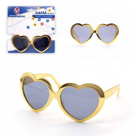 Óculos de coração dourado