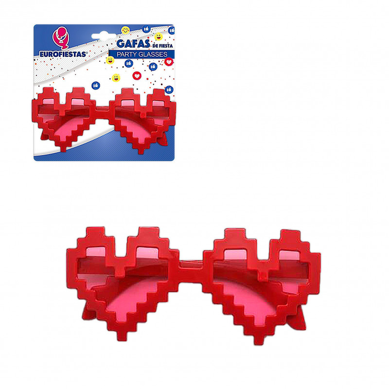 Óculos corações pixelados