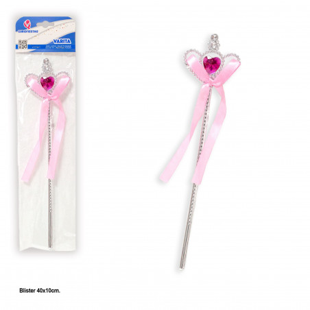 Varinha coração com laço rosa