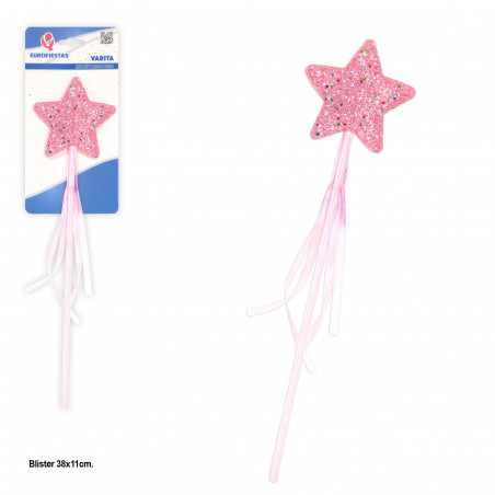 Varinha estrela purpurina rosa