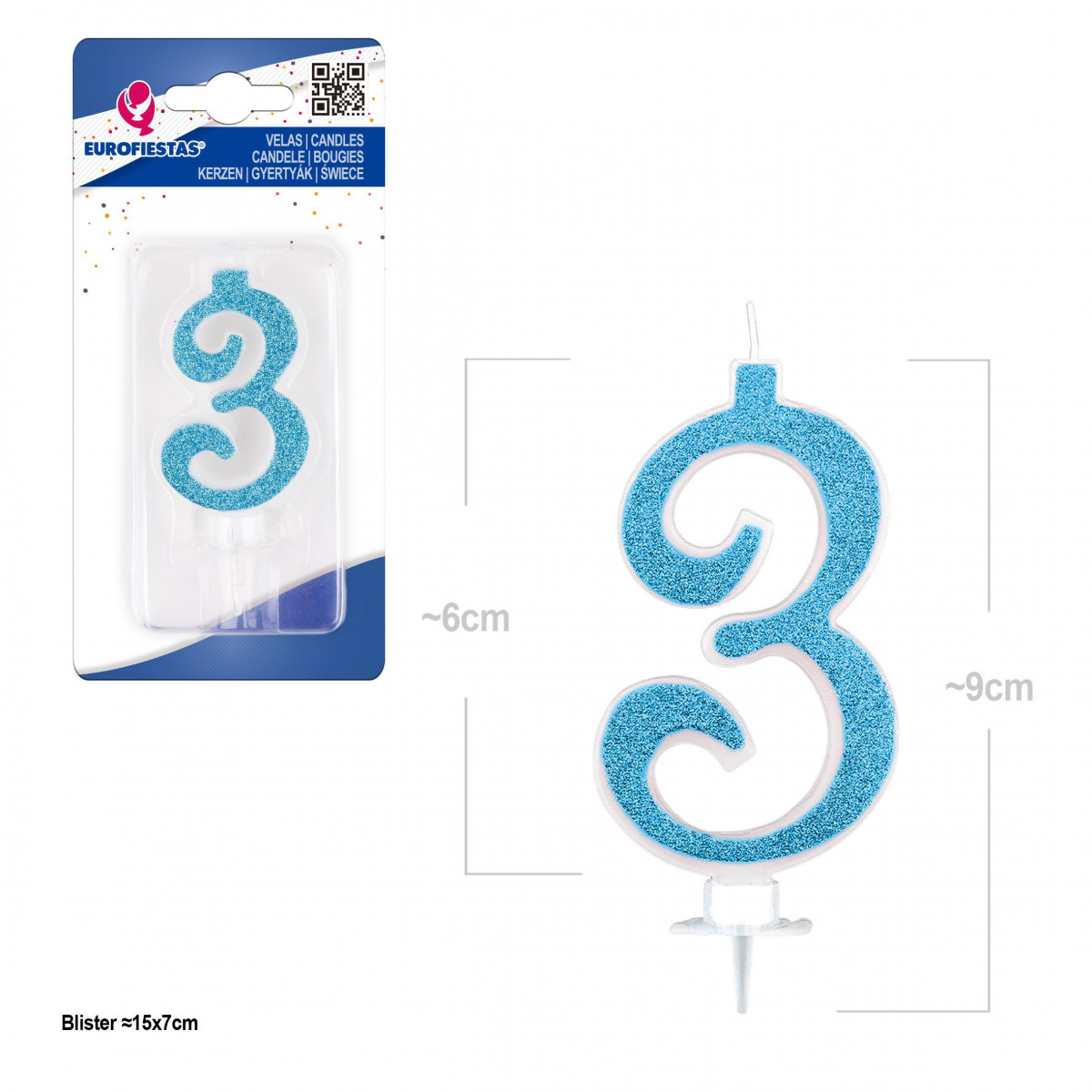 Vela glitter azul 3