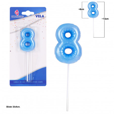 Vela gordinha celeste nº 8