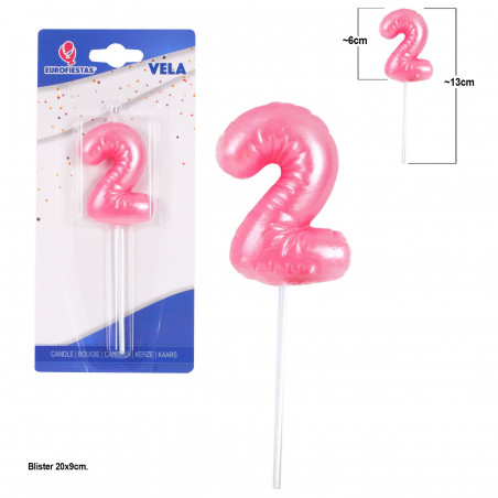 Vela gordinha rosa nº 2