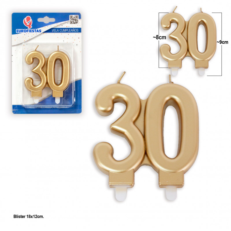 Vela bloco ouro 30