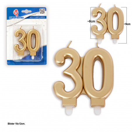 Vela bloco ouro 30