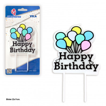 Vela de bloco de balão de feliz aniversário