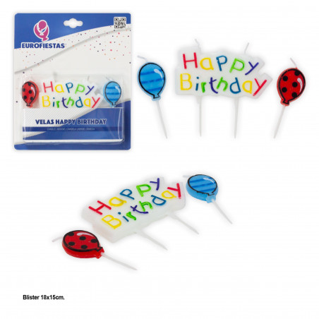 Balões de feliz aniversário bloqueiam vela