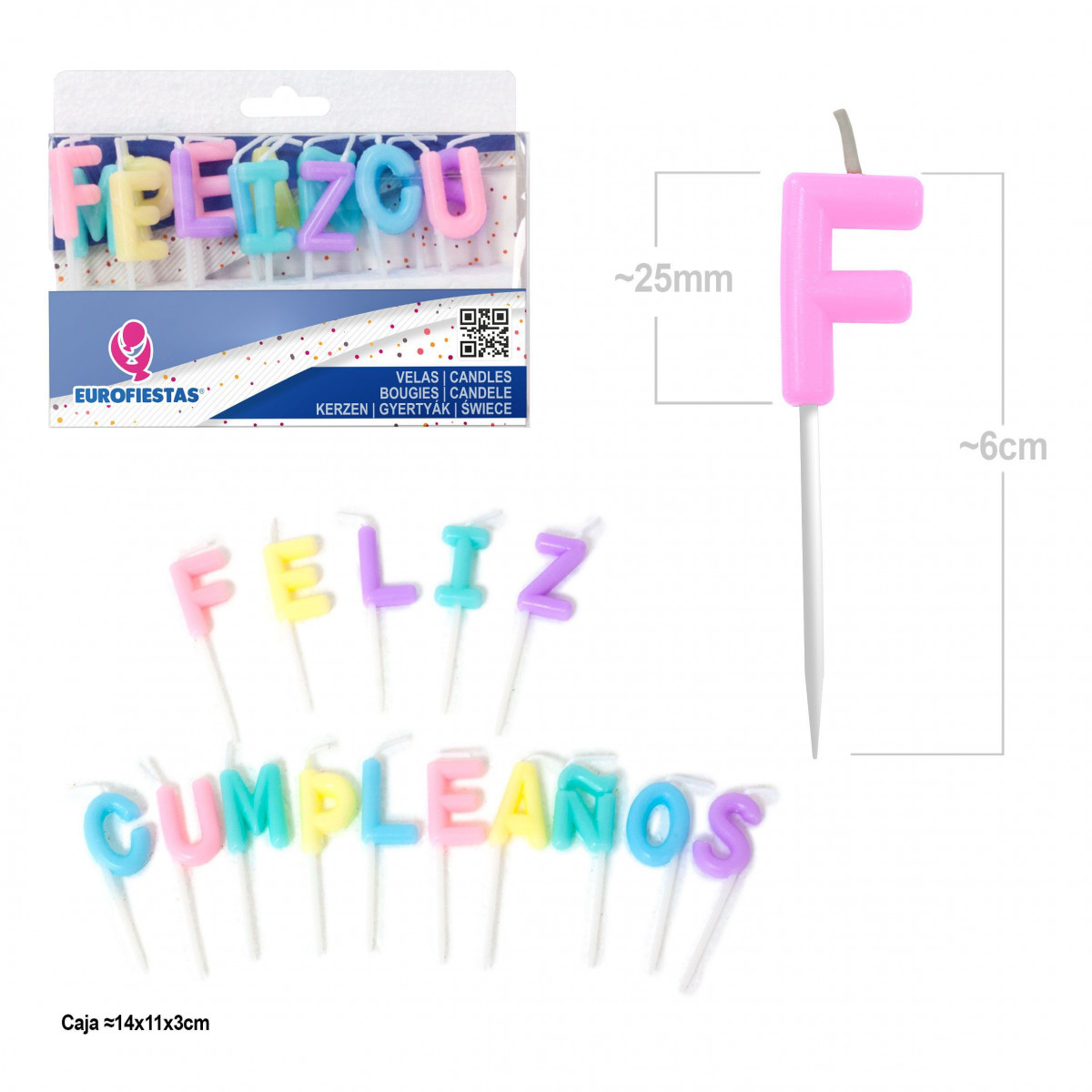 "Vela letras feliz aniversário cor pastel"