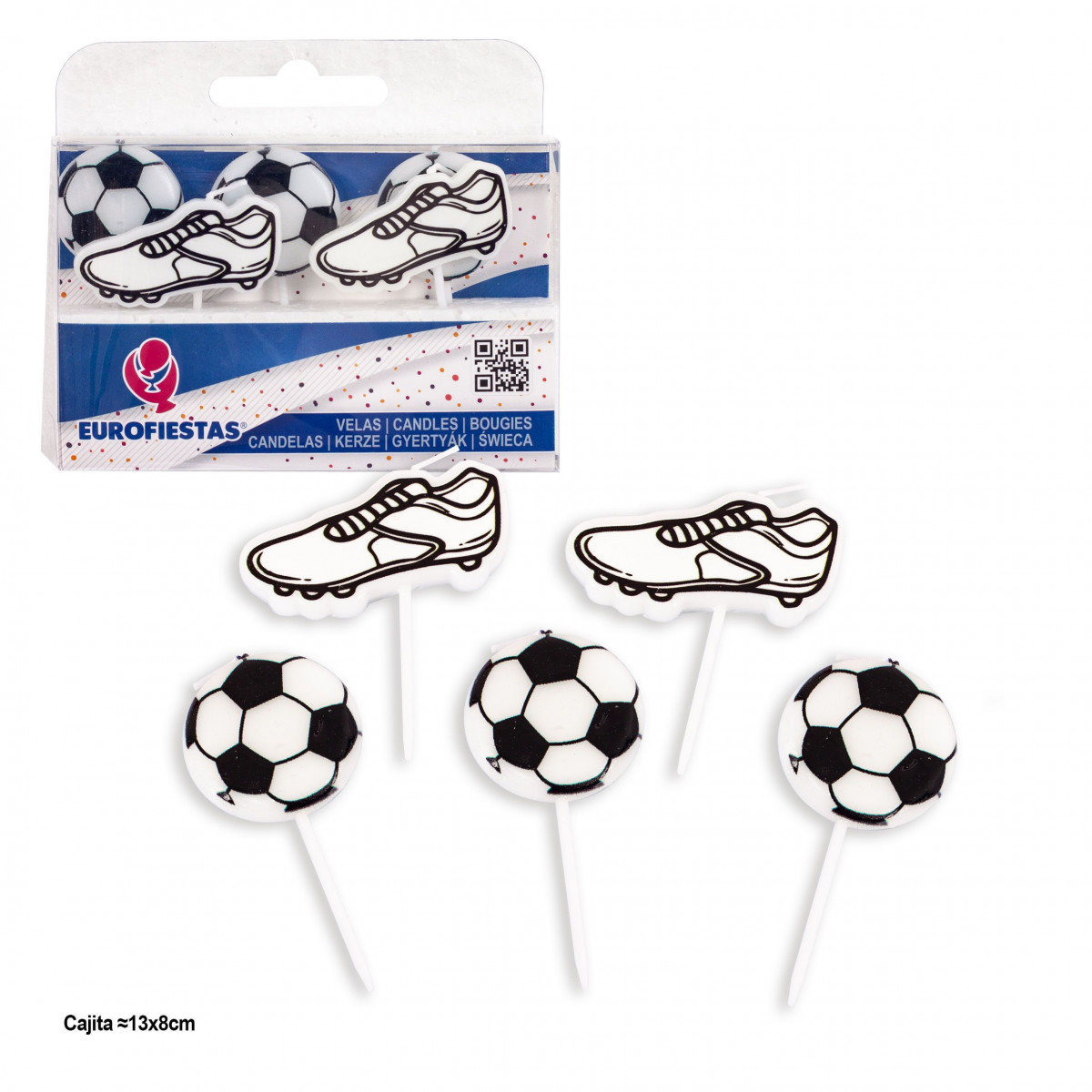 Pacote de 5 velas decorativas de futebol para bolos e festas temáticas