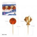 Pacote de 5 velas decorativas de basquete e troféus para bolos e festas temáticas