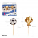 Velas decorativas de futebol e troféus, pacote com 5, para bolos e festas temáticas