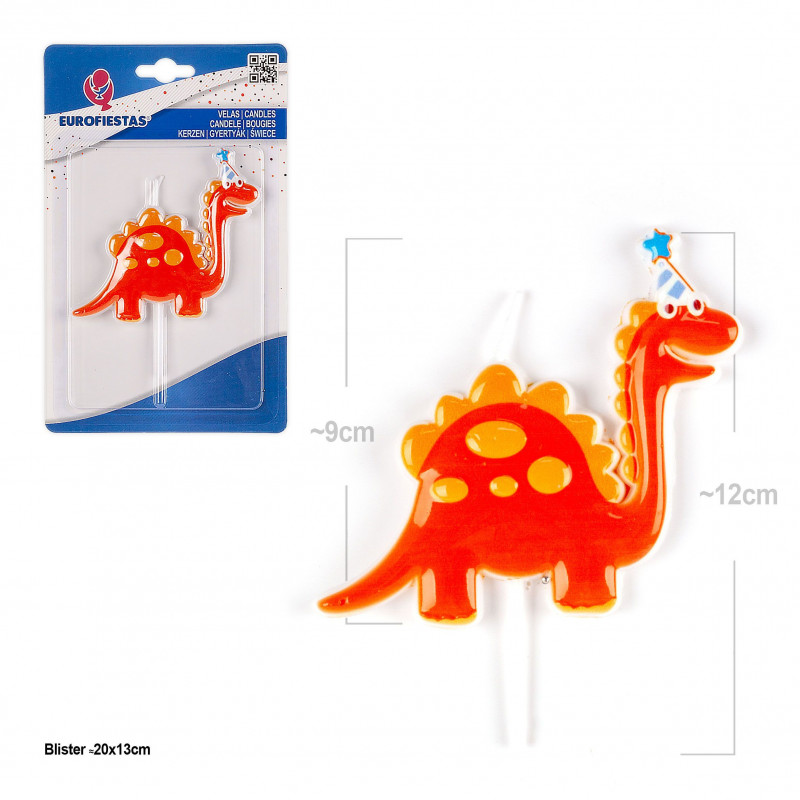 Vela dinossauro laranja