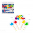 Velas bloque feliz aniversário estrelas cores