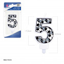 Vela de Aniversário Número 5 Design de Futebol Ideal para Bolos de Futebol
