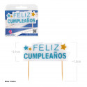 Vela bloque feliz aniversário purpurina azul e ouro.
