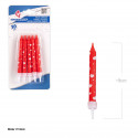 Velas cilíndricas vermelhas corações brancos 10pcs