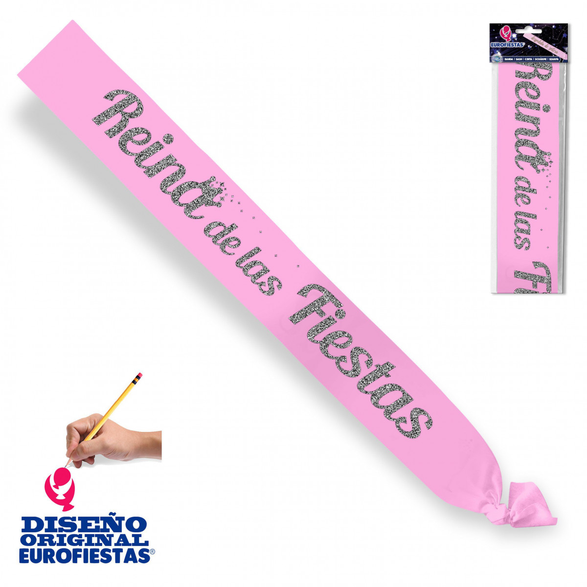 Banda rosa reina das festas purpurina prata
