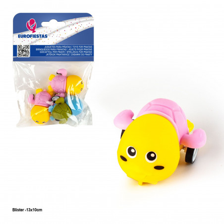 Brinquedo piñata tartaruga com rodas 3 peças