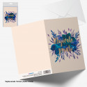 Cartão de felicitação, melhore logo, purpurina dourada, flores.
