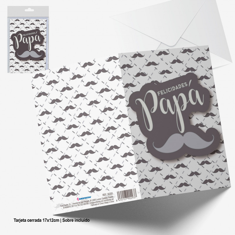 Cartão de felicitação, parabéns papai bigodes.