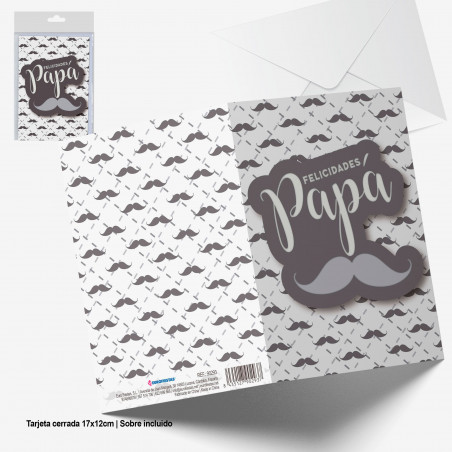 Cartão de felicitação, parabéns papai bigodes.