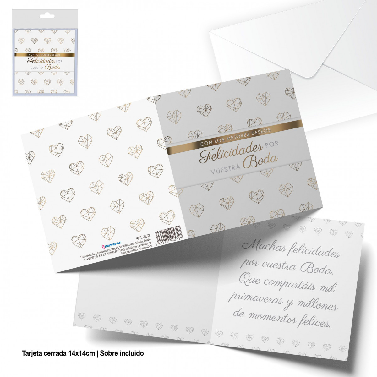 Cartão de Felicitação para Casamentos com Envelope