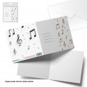 Cartão de felicitação quadrado notas musicais feliz aniversário