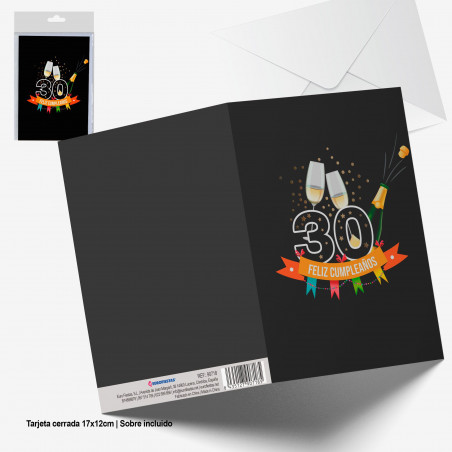 Cartão cava preto com estrelas douradas feliz 30º aniversário