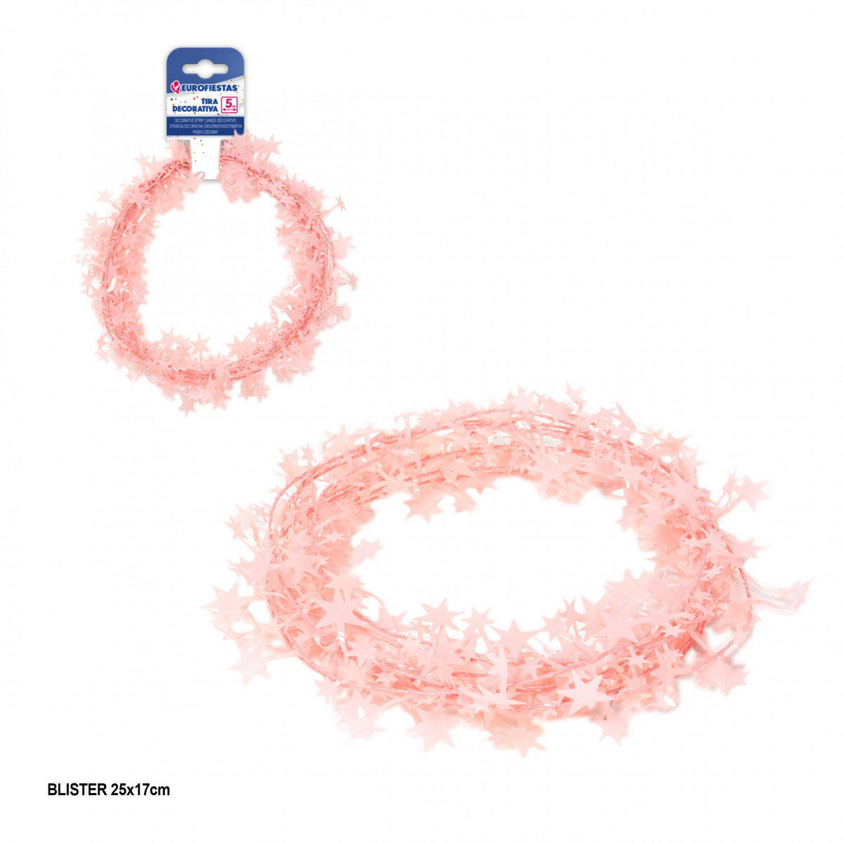 Tira decorativa rígida estrelas 5m rosa
