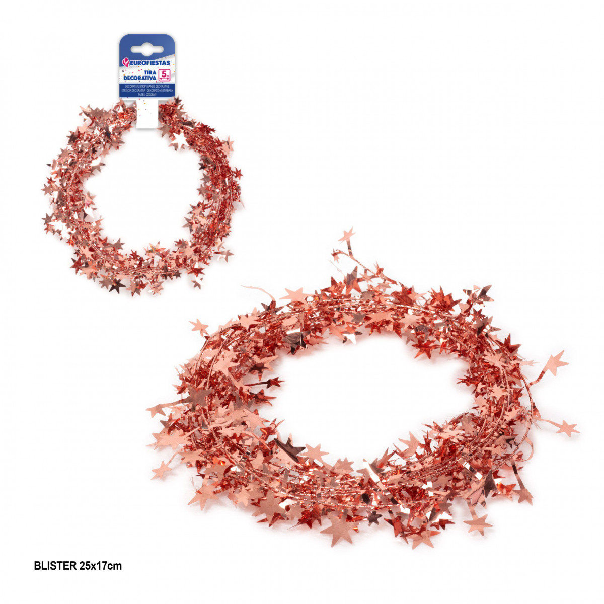 Faixa decorativa rígida estrelas 5m rose gold