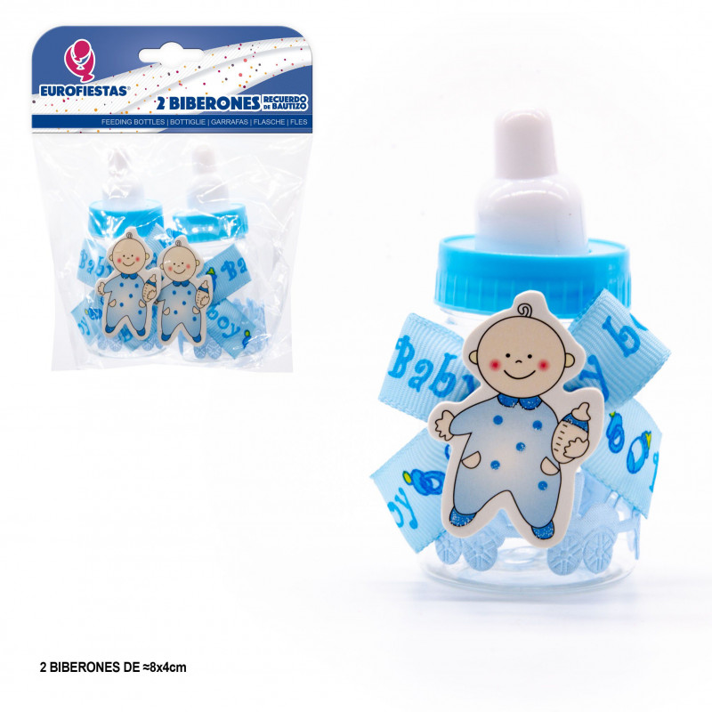 Biberão bebê de pé azul