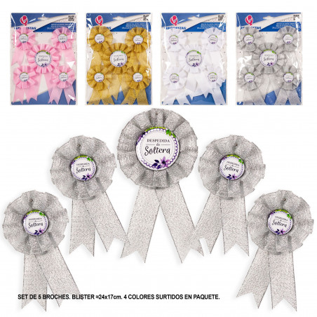 Conjunto de broches despedida de solteira flores lilás 4cs